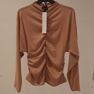 Lumiere long sleeve sequin shirt, size medium, color rose gold